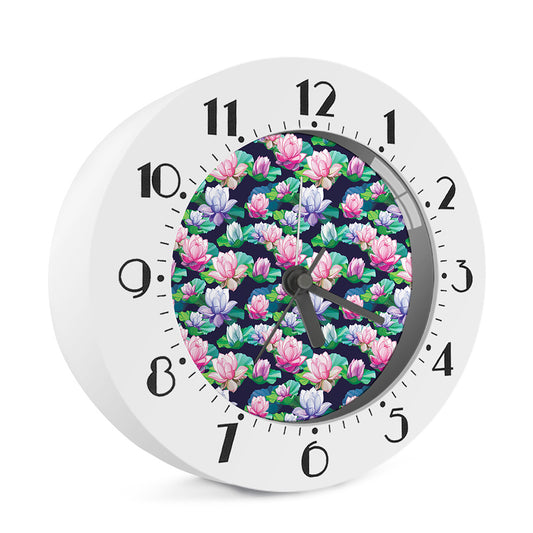 Vintage Lotus Floral Print Alarm Clock