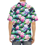 Vintage Lotus Floral Print Aloha Shirt