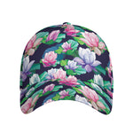 Vintage Lotus Floral Print Baseball Cap