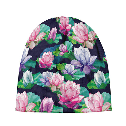 Vintage Lotus Floral Print Beanie