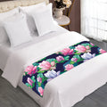 Vintage Lotus Floral Print Bed Runner