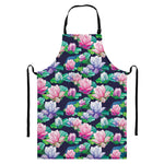 Vintage Lotus Floral Print Bib Apron With Pocket