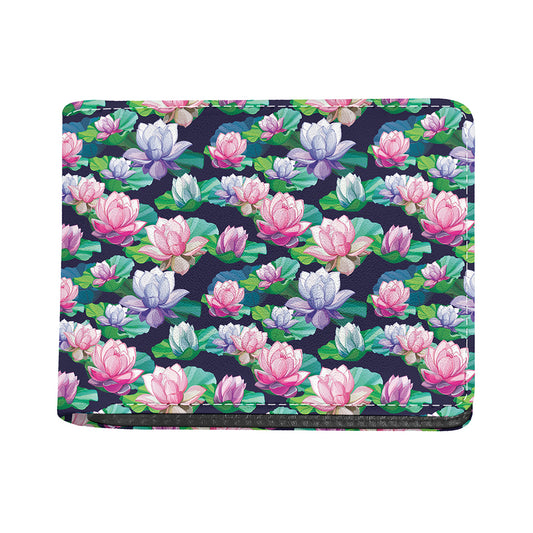 Vintage Lotus Floral Print Bifold Wallet