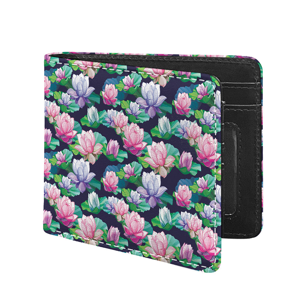 Vintage Lotus Floral Print Bifold Wallet