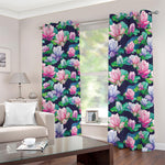 Vintage Lotus Floral Print Blackout Grommet Curtains