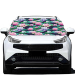 Vintage Lotus Floral Print Car Windshield Snow Cover