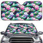 Vintage Lotus Floral Print Car Windshield Sun Shade
