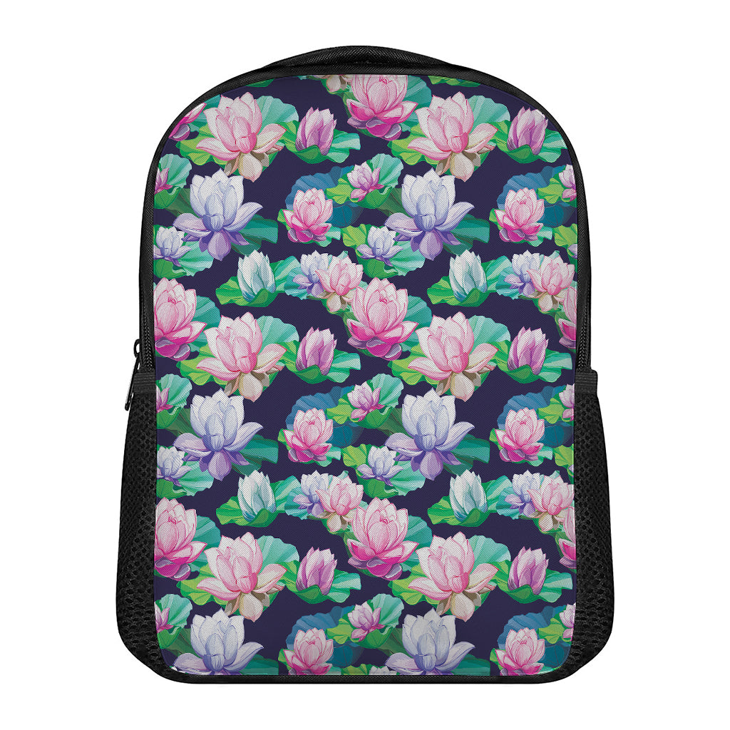 Vintage Lotus Floral Print Casual Backpack