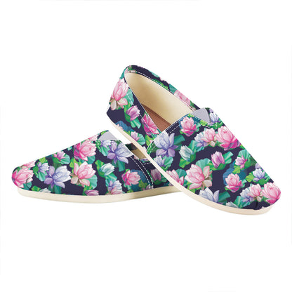 Vintage Lotus Floral Print Casual Shoes