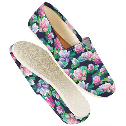 Vintage Lotus Floral Print Casual Shoes