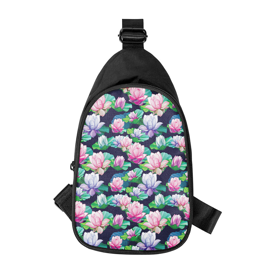 Vintage Lotus Floral Print Chest Bag