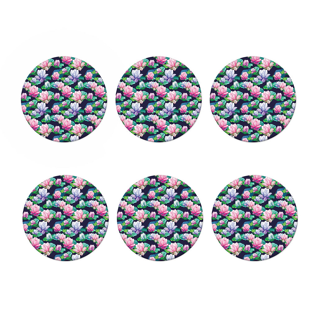 Vintage Lotus Floral Print Coaster Set