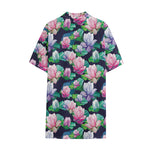 Vintage Lotus Floral Print Cotton Hawaiian Shirt