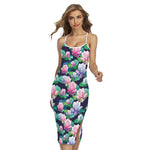 Vintage Lotus Floral Print Cross Back Cami Dress