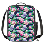 Vintage Lotus Floral Print Crossbody Lunch Bag
