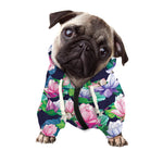 Vintage Lotus Floral Print Dog Zip Up Hoodie