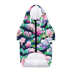 Vintage Lotus Floral Print Dog Zip Up Hoodie