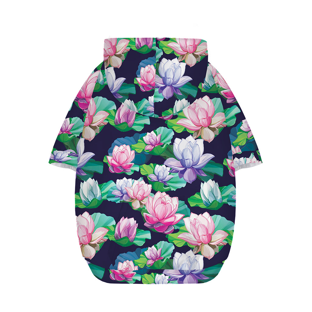 Vintage Lotus Floral Print Dog Zip Up Hoodie
