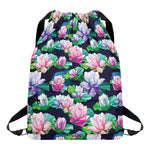 Vintage Lotus Floral Print Drawstring Backpack