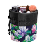 Vintage Lotus Floral Print Drawstring Makeup Bag