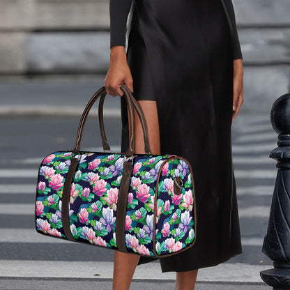 Vintage Lotus Floral Print Duffle Bag