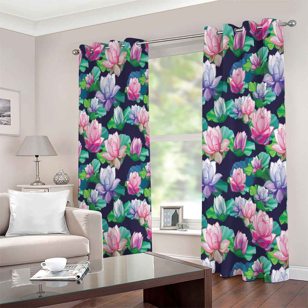 Vintage Lotus Floral Print Extra Wide Grommet Curtains
