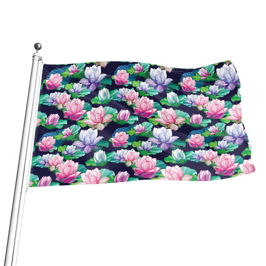 Vintage Lotus Floral Print Flag