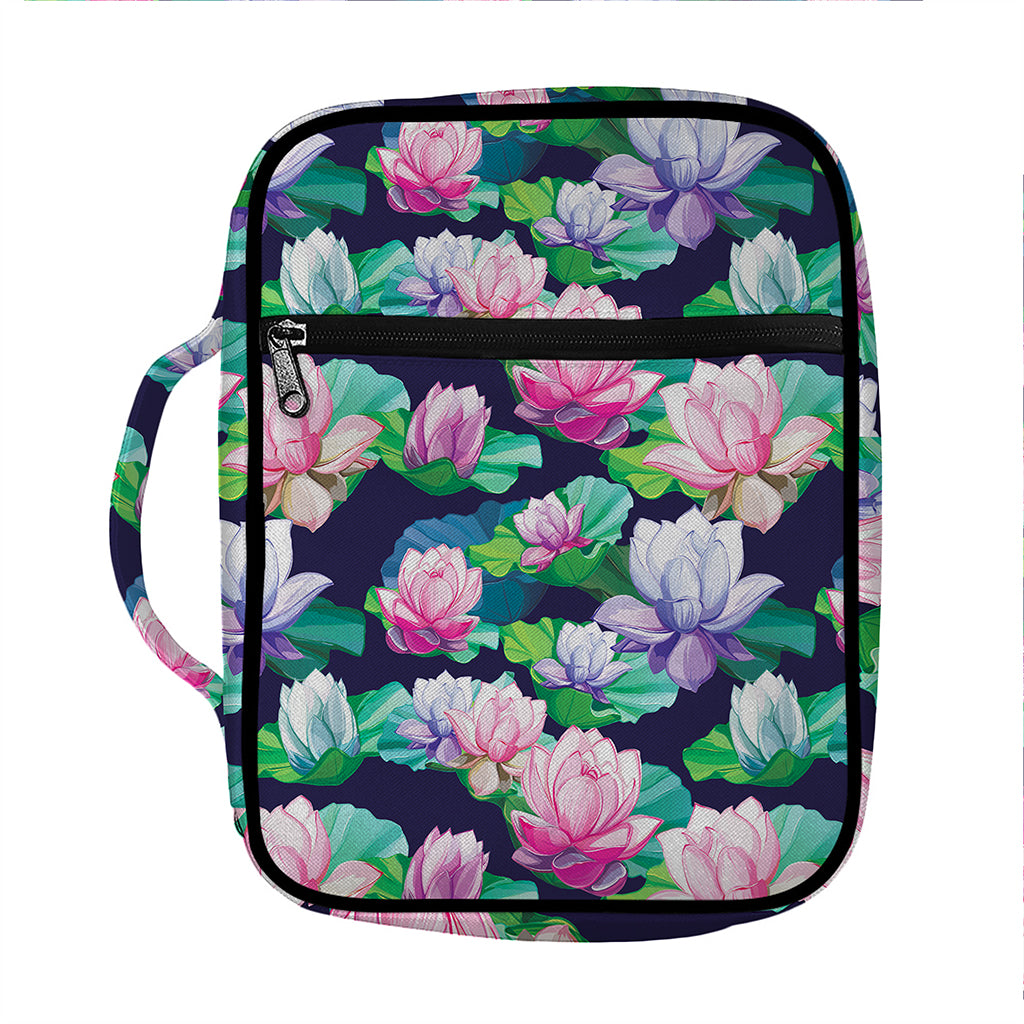 Vintage Lotus Floral Print Front Pocket Bible Bag