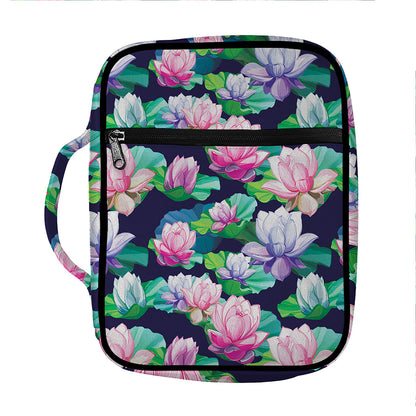 Vintage Lotus Floral Print Front Pocket Bible Bag