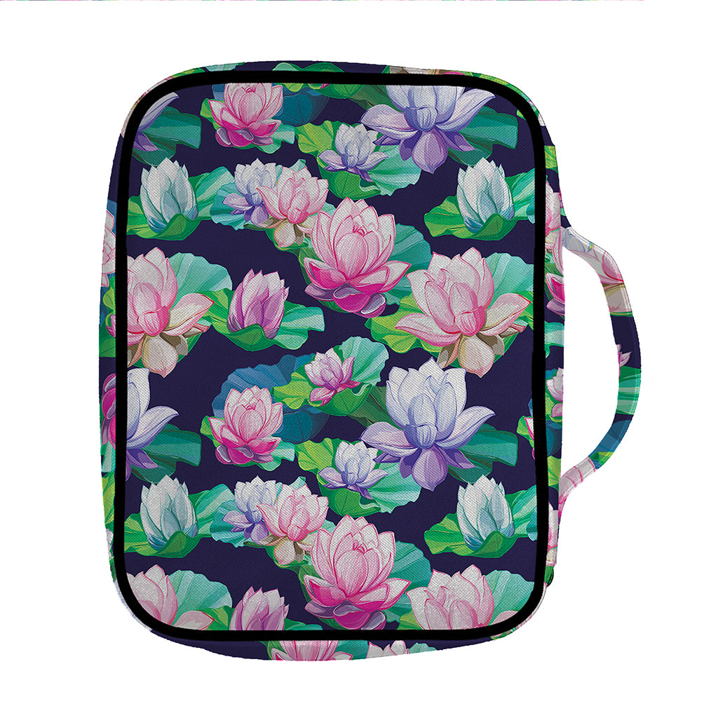 Vintage Lotus Floral Print Front Pocket Bible Bag