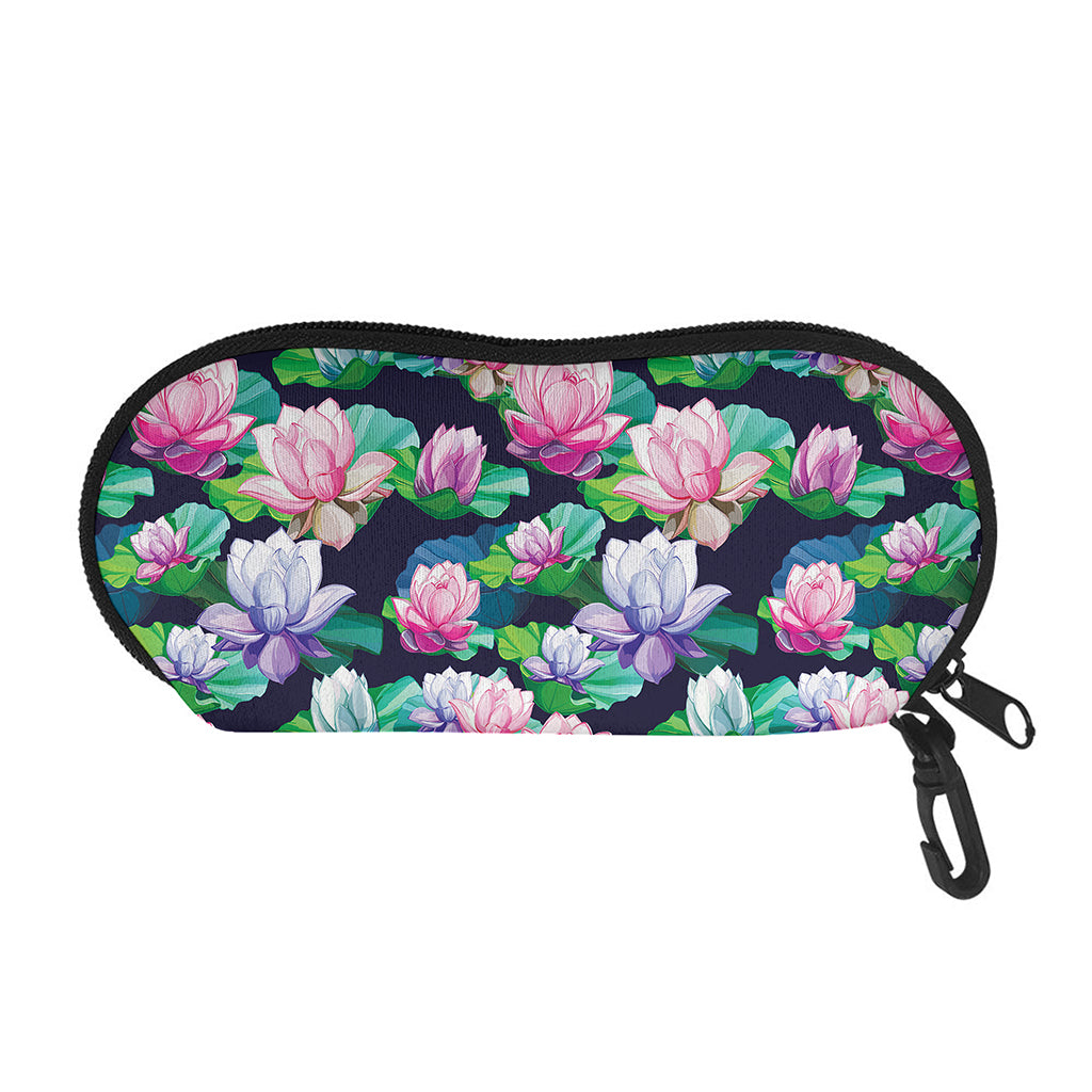 Vintage Lotus Floral Print Glasses Case