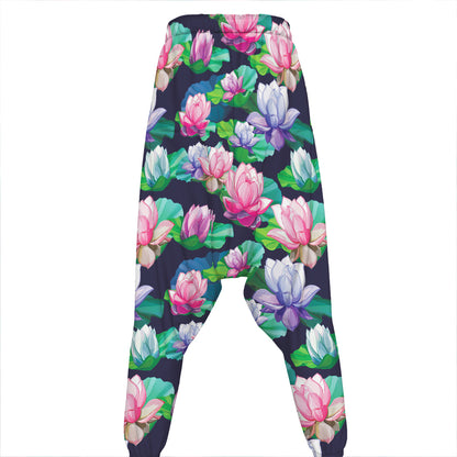 Vintage Lotus Floral Print Hammer Pants