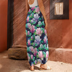 Vintage Lotus Floral Print Harem Pants