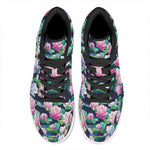 Vintage Lotus Floral Print High Top Leather Sneakers