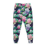 Vintage Lotus Floral Print Jogger Pants