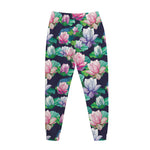 Vintage Lotus Floral Print Jogger Pants