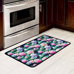 Vintage Lotus Floral Print Kitchen Mat