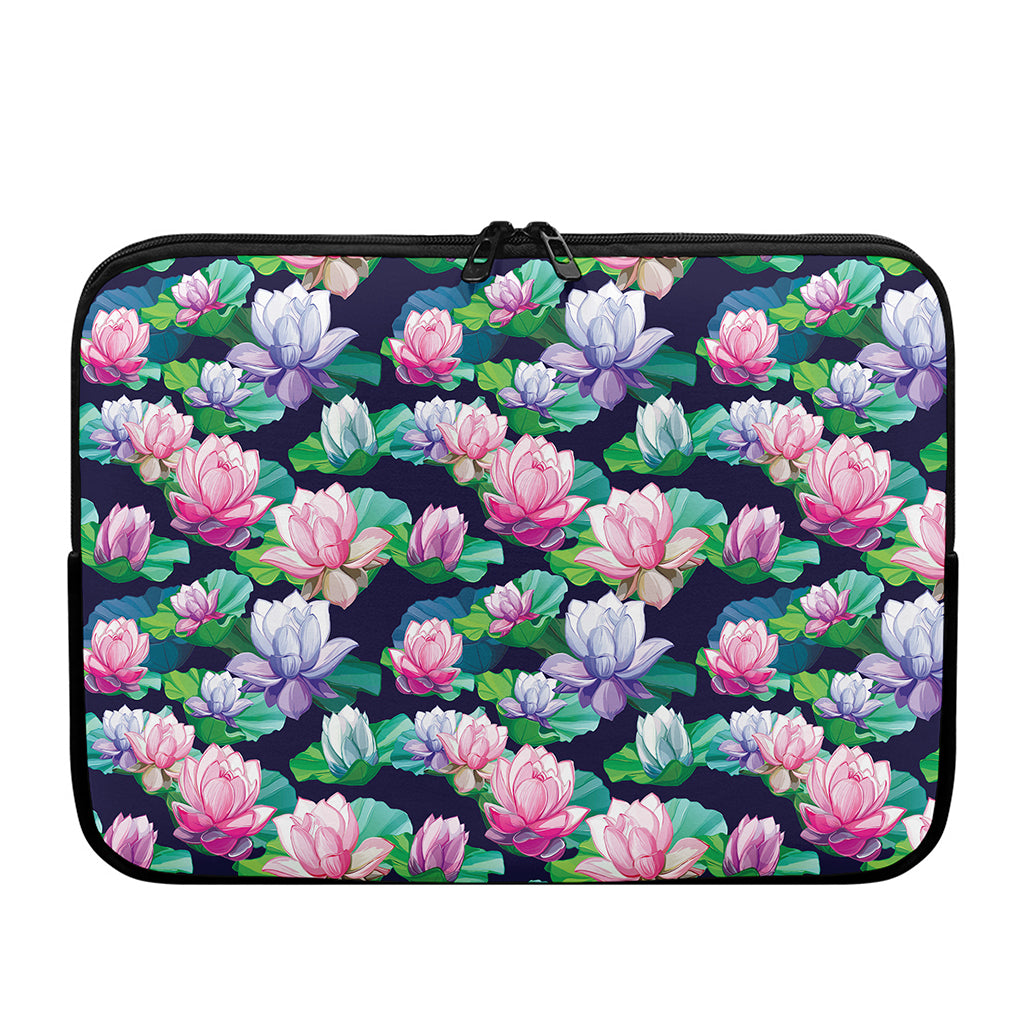 Vintage Lotus Floral Print Laptop Sleeve