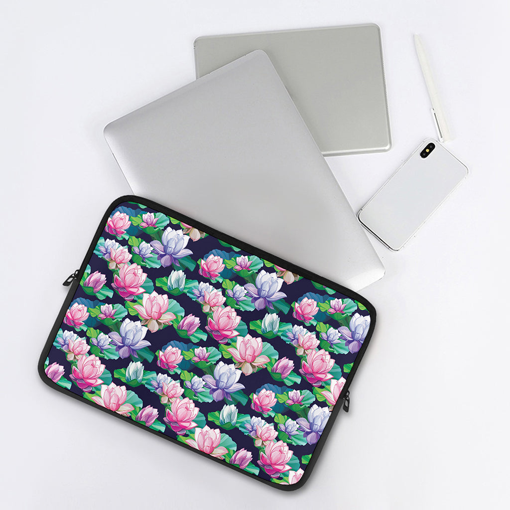 Vintage Lotus Floral Print Laptop Sleeve