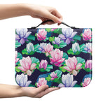Vintage Lotus Floral Print Leather Bible Cover