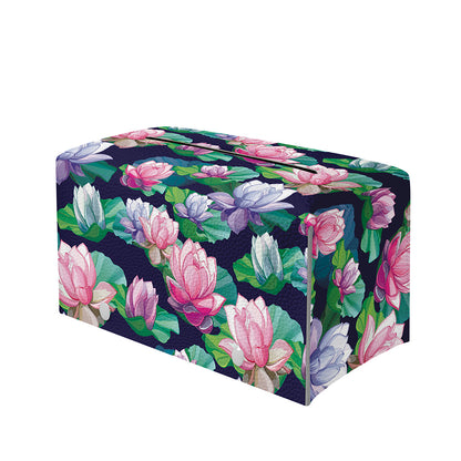 Vintage Lotus Floral Print Leather Tissue Box Cover