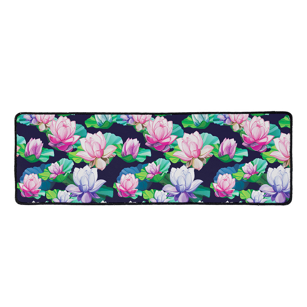 Vintage Lotus Floral Print Long Kitchen Mat