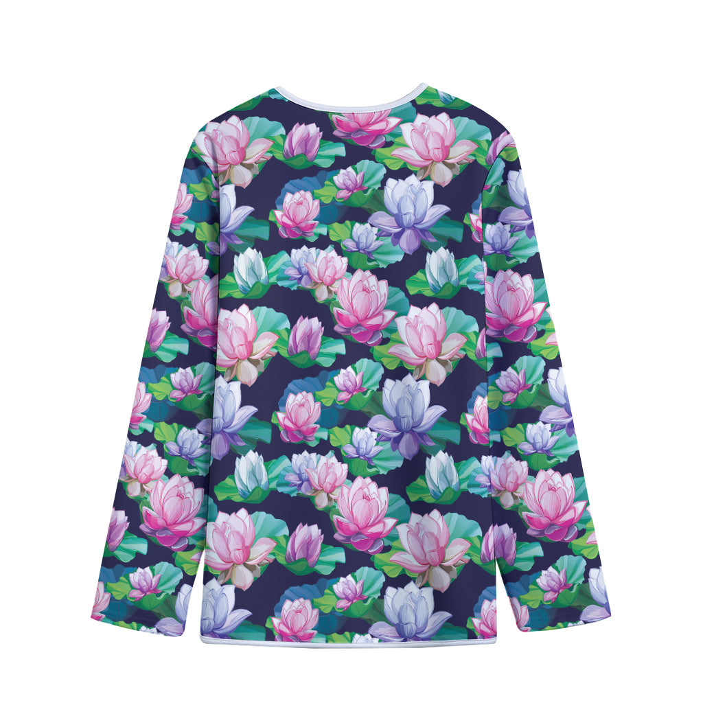 Vintage Lotus Floral Print Long Sleeve Short Coat