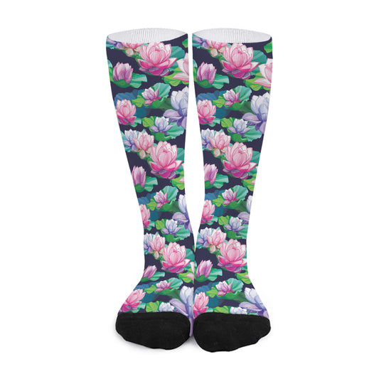 Vintage Lotus Floral Print Long Socks