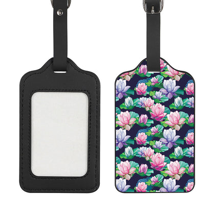 Vintage Lotus Floral Print Luggage Tag