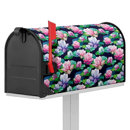 Vintage Lotus Floral Print Mailbox Cover
