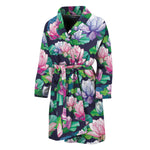 Vintage Lotus Floral Print Men's Bathrobe