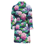 Vintage Lotus Floral Print Men's Bathrobe