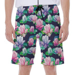 Vintage Lotus Floral Print Men's Beach Shorts