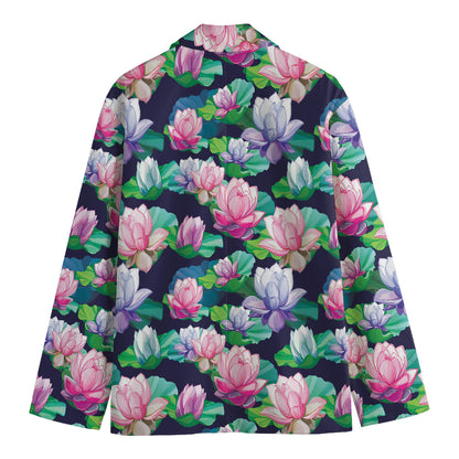 Vintage Lotus Floral Print Men's Blazer